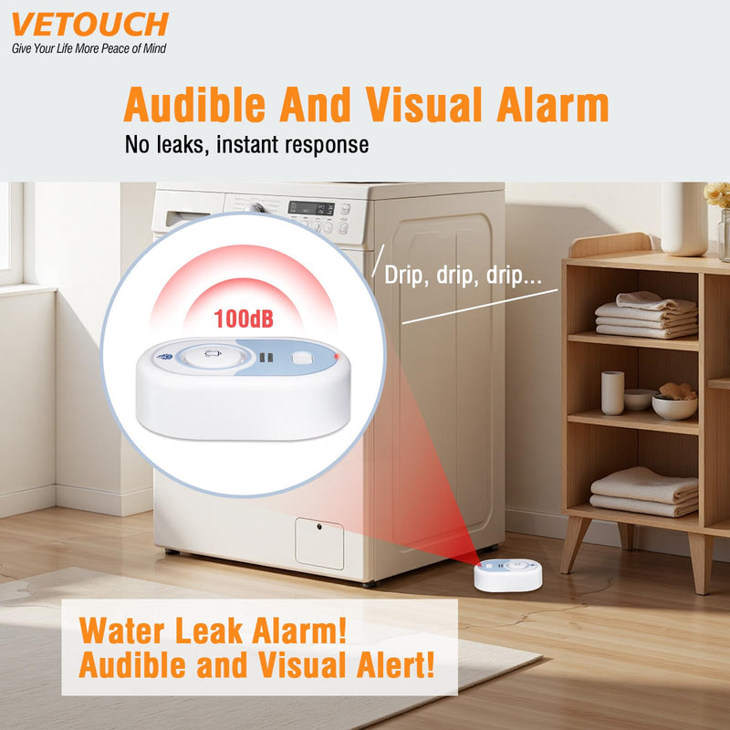 [Australia - AusPower] - Water Leak Detector with Loud Alarm, 100dB Siren & LED Flash, Water Sensor Alarm for Home, Basement, Sump Pump, Kitchen, Bathroom, RV, Water Heater, Indoor Outdoor 5-Pack 