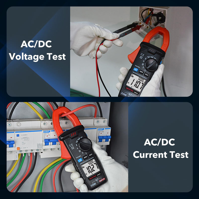 [Australia - AusPower] - MESTEK Digital Clamp Meter Multimeter Tester TRMS 6000 Counts Amp Volt Meter, Auto-Ranging Voltmeter Measures AC/DC Current, Voltage, Temperature, Capacitance, Resistance, Continuity, Diode & NCV 600A AC DC Current Meter 