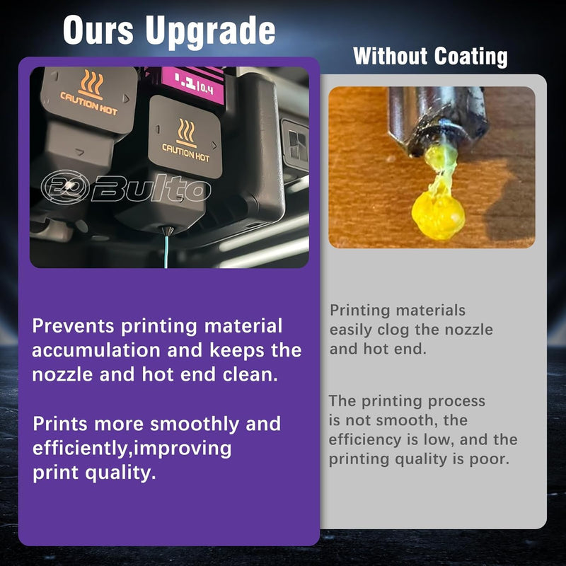 Upgraded 0.4mm H2D/H2S/H2C/P2S/A1/A1 MINI Hotend with Anti-Stick MPVD Coating - High Speed Hardened Steel P2S Nozzle for Bambu Lab P2S,H2/A1 Series 3D Printers, Bamboo Lab Parts & Accessories 0.4mm Hotend*1