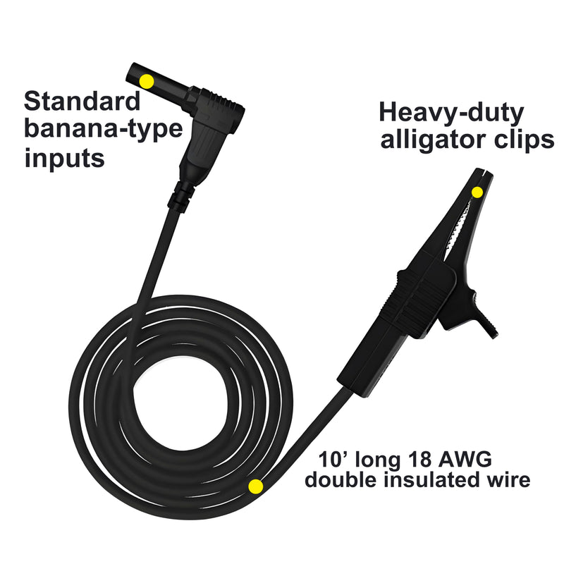 [Australia - AusPower] - Heavy Duty Alligator Clips Test Leads for Multimeter & Voltmeter - Large Gator Test Lead with Insulated Clamps - Alligator Clips Electrical Testing, Automotive Circuits,Banana Plug Meter Leads, 3-Foot HDERJ-001 