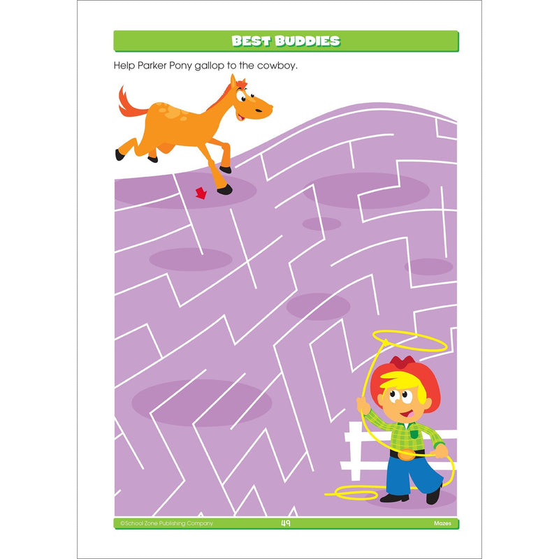 [Australia - AusPower] - School Zone Mazes Workbook: 64 Pages, Preschool, Kindergarten, 1st Grade, Maze Puzzles, Follow Paths, Problem-Solving, Ages 4-6 (Activity Zone Book Series) 