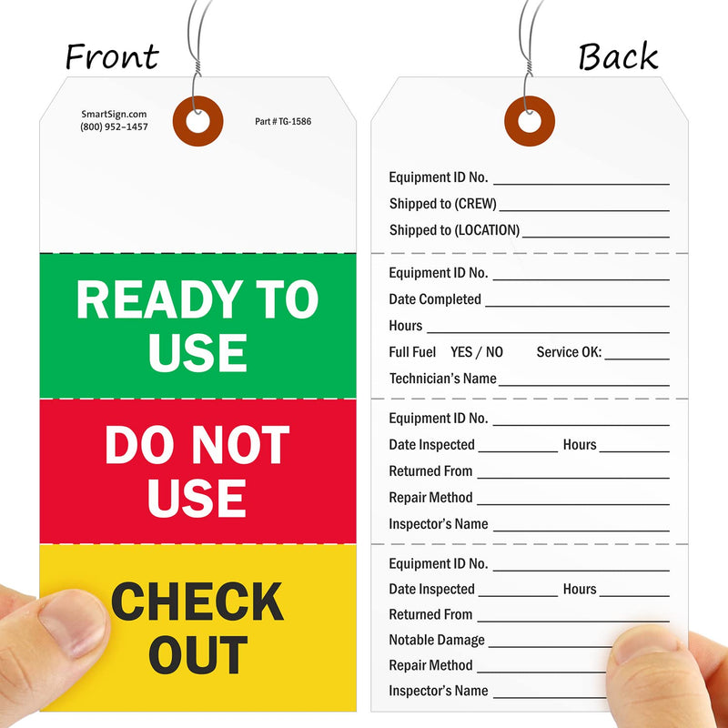 SmartSign Ready to Use Two-Sided Tags with Tear-Off Stubs and Wires - Pack of 100 | 6.25" x 3.125" Polylith Plastic, 10 mil