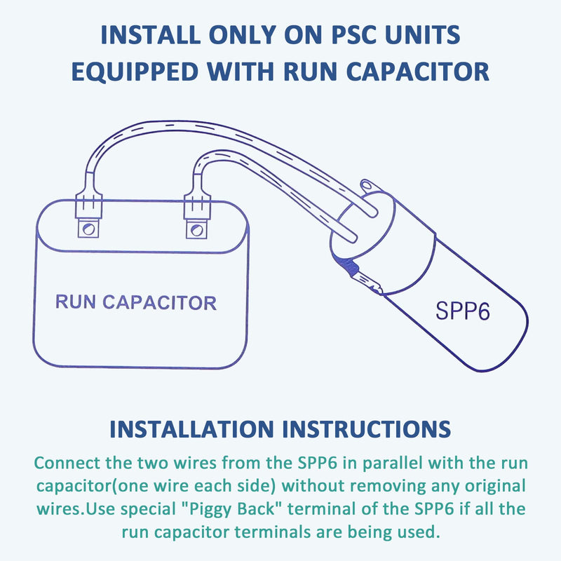 [Australia - AusPower] - SPP6 Hard Start Kit for Air Conditioner,AC Hard Start Capacitor,Increases Starting Torque 500% from 4,000 BTU Window Units to 120,000 BTU Commercial Units(1/2 Thru 10 H.P.) SPP6(Increases Torque 500%) 