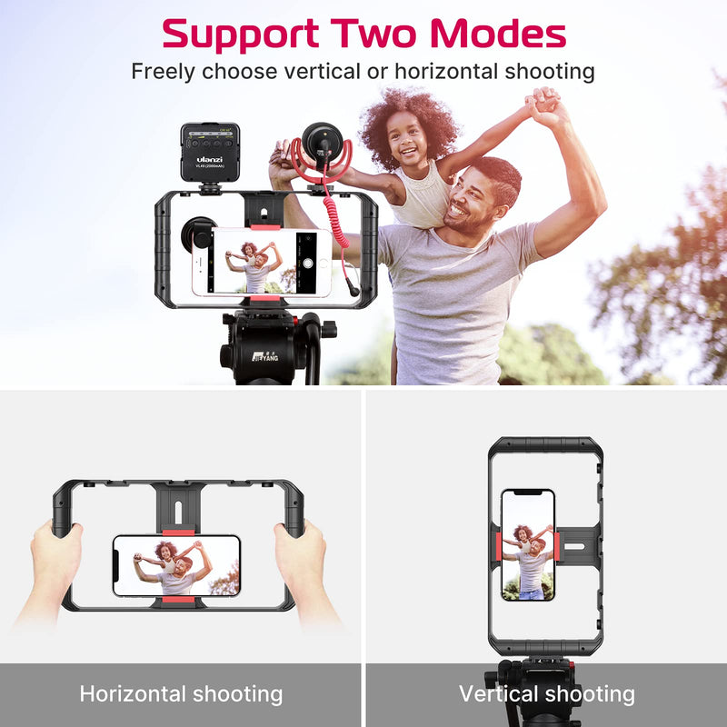 [Australia - AusPower] - ULANZI U Rig Pro Smartphone Video Rig, Filmmaking Vlogging Case, Phone Video Stabilizer Grip Tripod Mount for Videomaker Film-Maker Video-grapher with Cold Shoe Mount for iPhone Samsung and More Black 