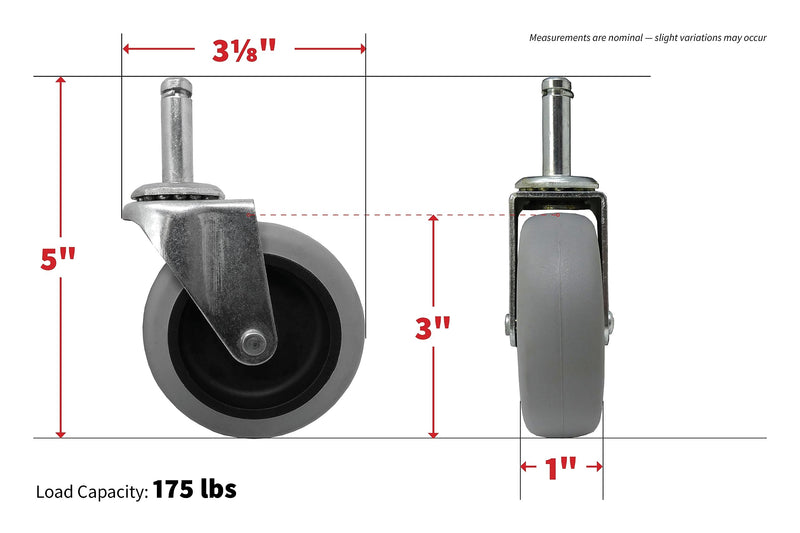 [Australia - AusPower] - Shepherd Hardware 9807 3-Inch Swivel Stem Caster, Rubber Wheel, 7/16-Inch Stem Diameter, 175-lb Load Capacity 3 Inch 