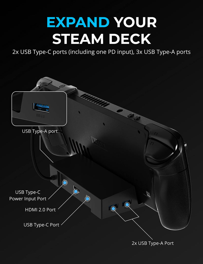 [Australia - AusPower] - SABRENT 6-Port Docking Station for Steam Deck - 95W PD, HDMI 4K, USB-A/C Ports[DS-SD6P] 
