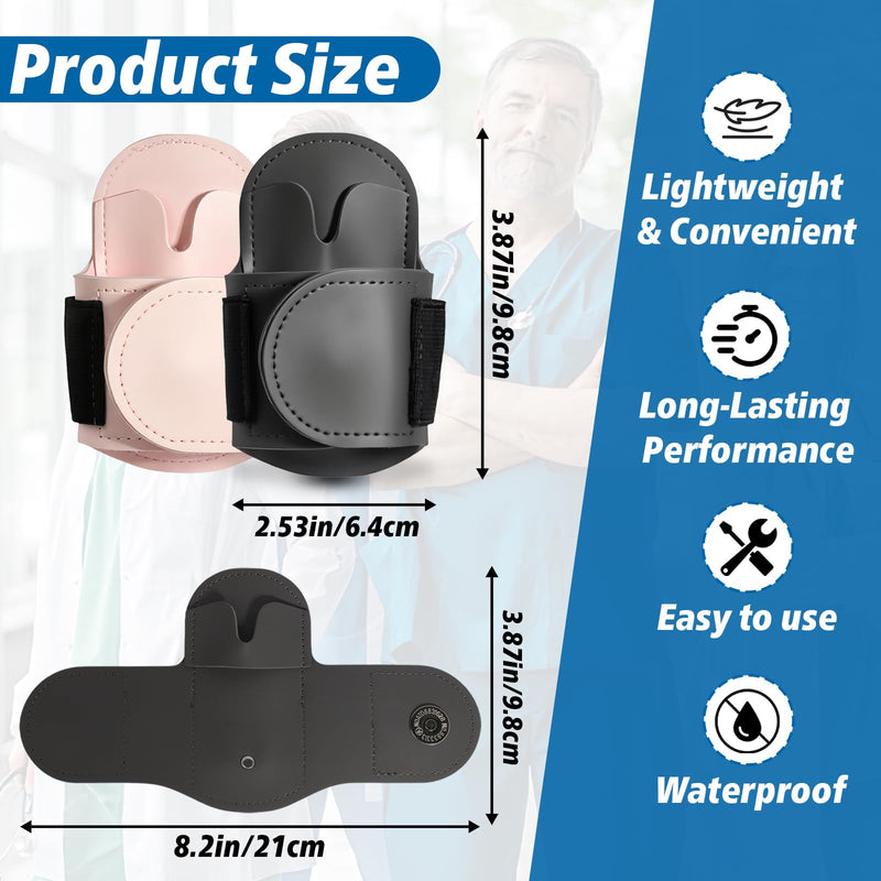 [Australia - AusPower] - 2 Packs Magnetic Stethoscope Holder for Physicians Nurses, Stethoscopes Holder for Scrubs, Stethoscope Holders Hip Clip with Magnetic Snap Closure (Black & Pink) 