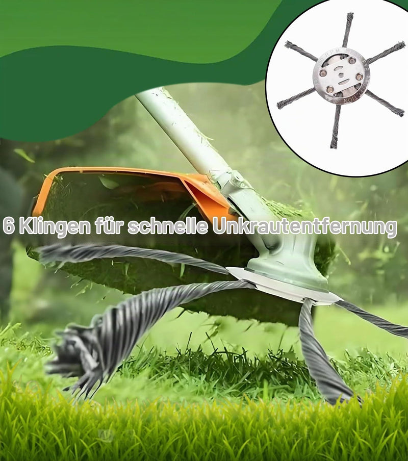 TAKONE Pack of 2 Steel Brush Cutter Head - 6-Blade Wire Trimmer Head as Grass Trimmer Replacement Head, Steel Brush for Grass Trimmer and Line Trimmer, Suitable for 5 mm Bore Battery Grass Trimmer | Set of 2; steel brush cutter head; 6-blade system; re...
