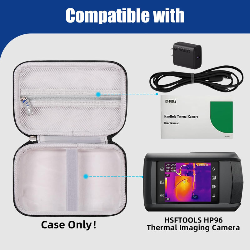 [Australia - AusPower] - Case for HP96 Thermal Imaging Camera Super Resolution 240 x 240 Thermal Camera with Visual Camera, Carrying Case Compatible with HSFTOOLS HP96 Thermal Camera (Case Only) (Black) Black 