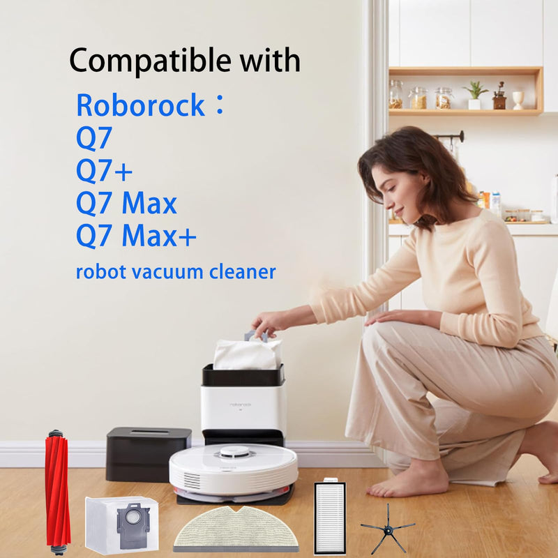[Australia - AusPower] - Eifrthe Q7 Replacement Parts Compatible with Roborock Q7 Q7+ Q7 Max Q7 Max+ Robot Vacuum Cleaner,2 Main Brush, 6 Mop Cloth Pads, 6 Side Brushes, 6 HEPA Filters,6 Dust Bag Q7(2+6+6+6) 
