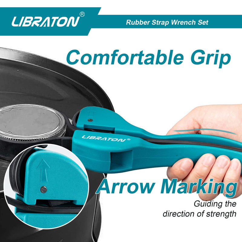 [Australia - AusPower] - LIBRATON Strap Wrench Set,Universal Rubber Strap Wrench, 2-piece Oil Filter Strap Wrench Set, Multifunctional Adjustable Wrench Tools Oil Filter, Jar Opener 
