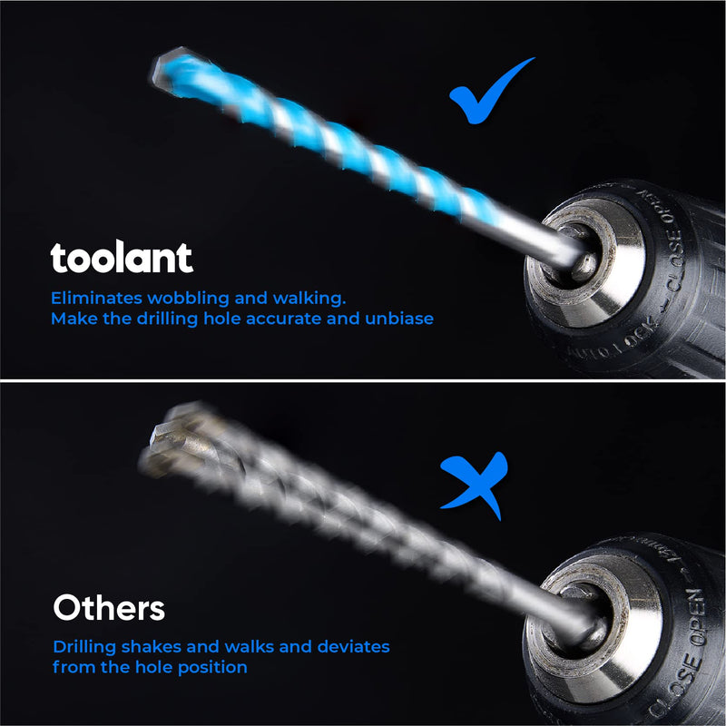 [Australia - AusPower] - toolant Concrete Drill Bit Set & Masonry Drill Bit Set, Shockproof Hex Shank Drill Bit Set (7pcs) for Glass/Brick/Plastic/Cement/Tile, Industrial Strength Carbide Drill Bit Tip, 5/32"-3/8" Box of 7 5/32"-3/8" 7pcs Set 