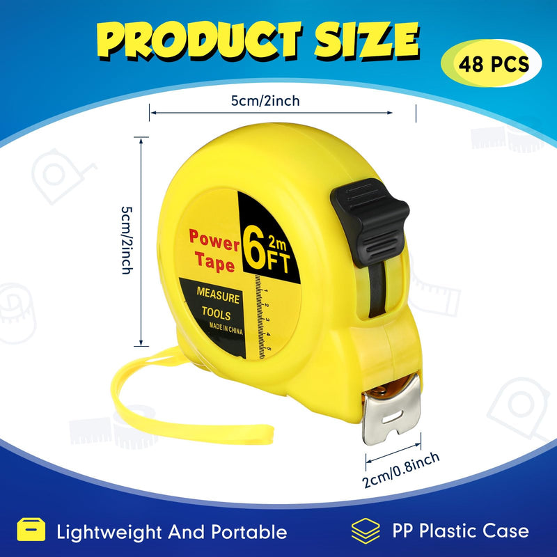 [Australia - AusPower] - Xuhal 48 Pcs 6 ft Mini Tape Measure Bulk Measuring Tape Imperial and Metric Pocket Self Locking Easy to Read with Inches and Centimeters for Designer Decorator 