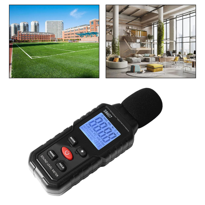 [Australia - AusPower] - S8607 Decibel Meter, Digital Sound Level Meter, Noise Decibel Portable SPL Meter 30dB to 130dB Data Hold with LCD Display Backlight Screen 