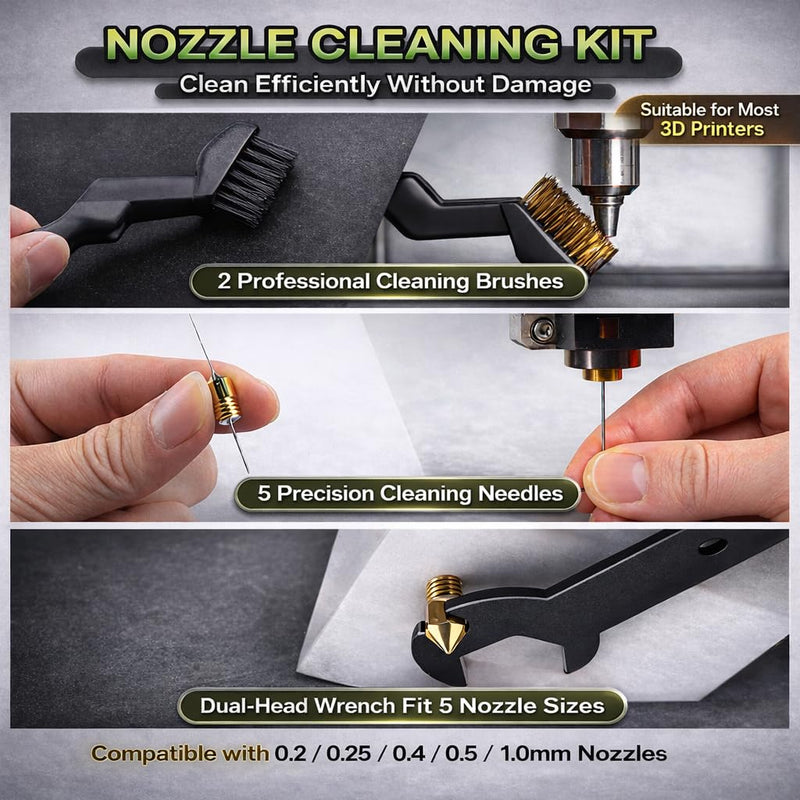 3D Printer Tools Kit, 46PCS 3D Printing Accessories for FDM SLA Resin Printers, Includes Nozzle Cleaning Kit, Print Removal Tools, Deburring Tool, Files, Flush Cutters, Pliers,Tweezers & More