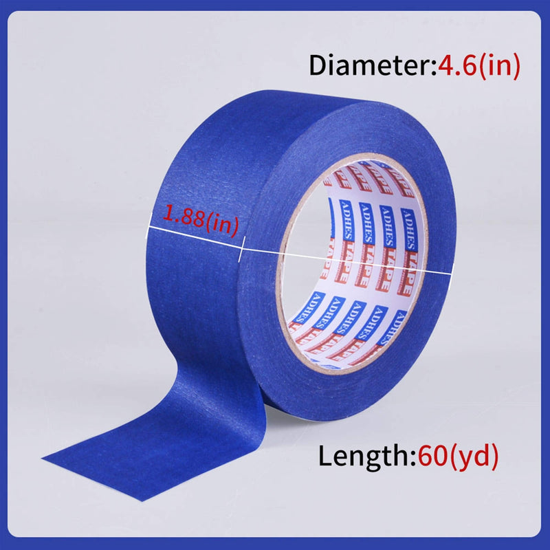 ADHES Blue Painters Tape,Blue Tape,Masking Tape for Painting,Paint Tape,Anti uv,no Residue Outdoor 1.88 inch x 60 Yard 48mm x 55m 3