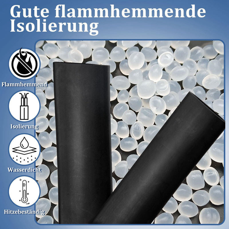 Heat Shrink Tube Set with Adhesive Waterproof Black | Polyolefin, 3:1 shrink rate, 5 sizes diameter 15/18/20/25/30 mm, inner melt adhesive