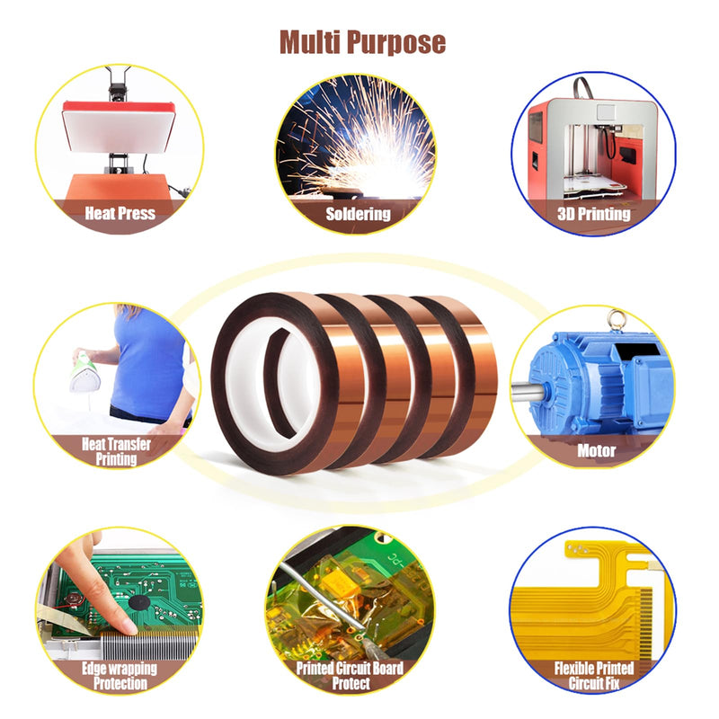 [Australia - AusPower] - 4 Rolls 10mm x16m(52FT) Heat Tape High Temperature Heat Resistant Tape Heat Transfer Tape for Heat Sublimation Press Vinyl,No Residue 