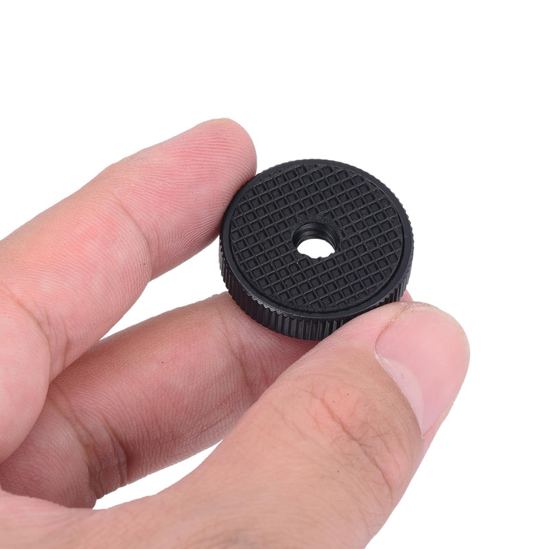 [Australia - AusPower] - uxcell 10Pcs Flat Knurled Nut - 1/4"-20 x 1" x 0.26" Thumb Nuts Lock Adjusting Nuts, Aluminum Alloy Female Thumb Wheel Lock Nut, Black 10 