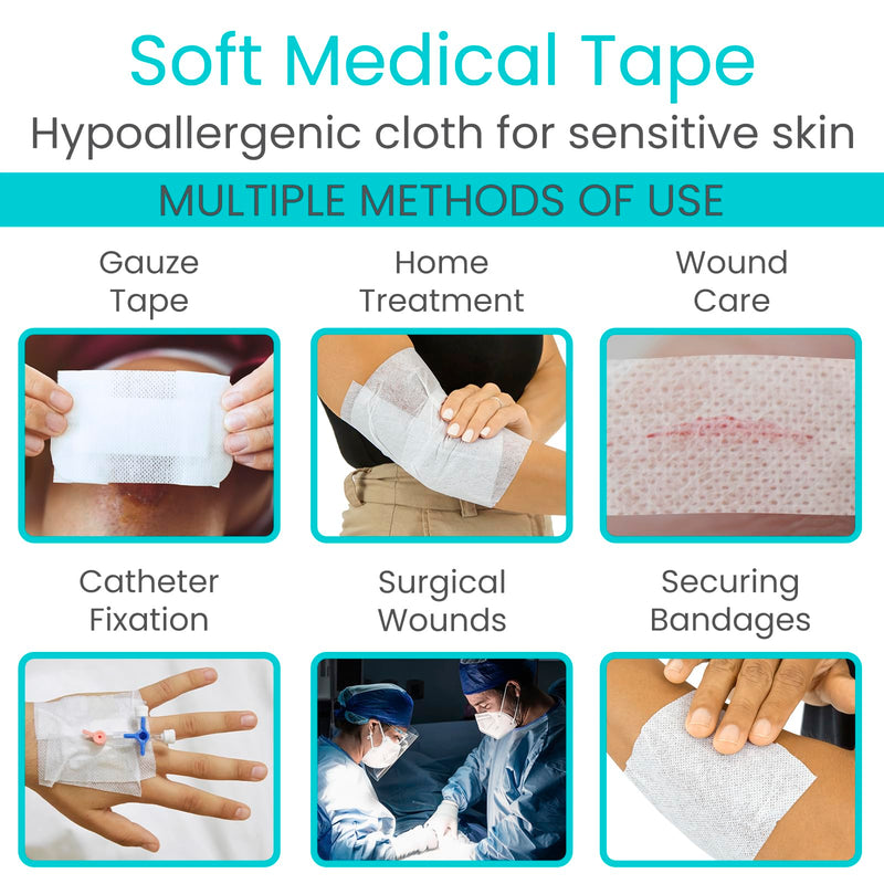 [Australia - AusPower] - ViveCare Soft Cloth Surgical Tape 2" x 10 Yards (3 Rolls) - Hypoallergenic Medical Paper Tape for Wound Care - First Aid Kit Supplies for Wound Dressing - Latex-Free Breathable Tape Gauze 2 In 