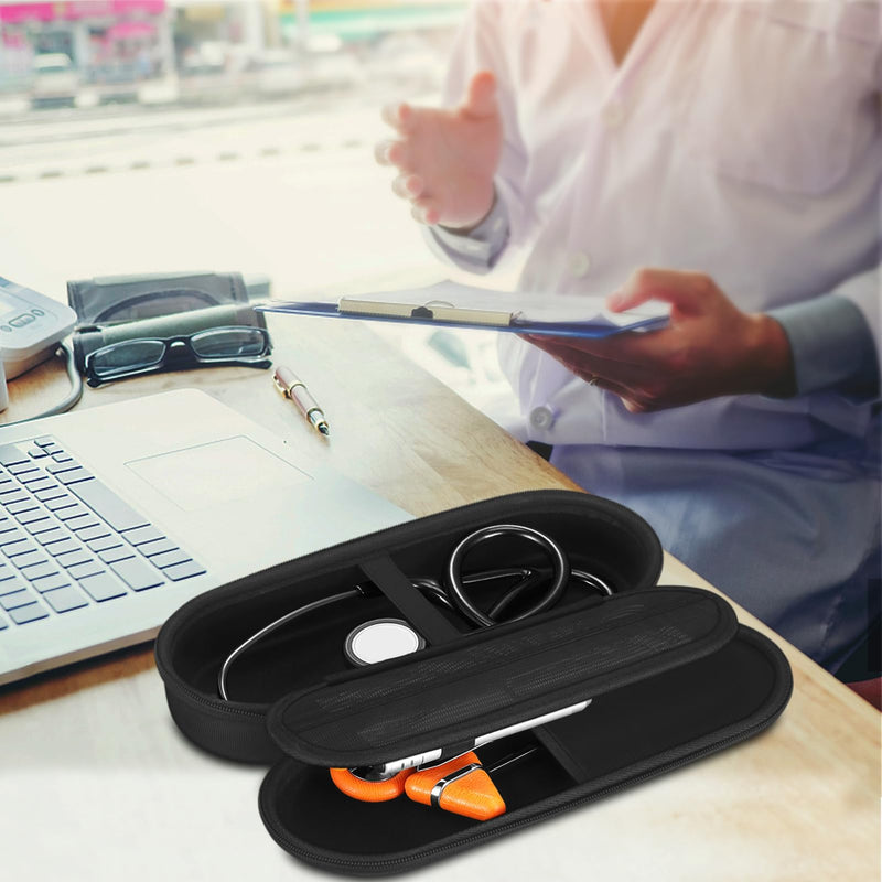 [Australia - AusPower] - Stethoscope Case for 3M Littmann Classic III, Lightweight II S.E, Cardiology IV Diagnostic, MDF Acoustica Stethoscopes - Travel Hard Carrying Bag for Doctor & Nurse Accessories (Black) Black 