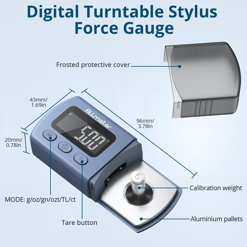 [Australia - AusPower] - 0.01g/5.00g Digital Turntable Stylus Force Gauge, High-Precision Cartridge Tracking Force Scale with Blue LCD Backlight for Tonearm Phono Cartridge, Non-Magnetic & Accurate Measurement Modern 