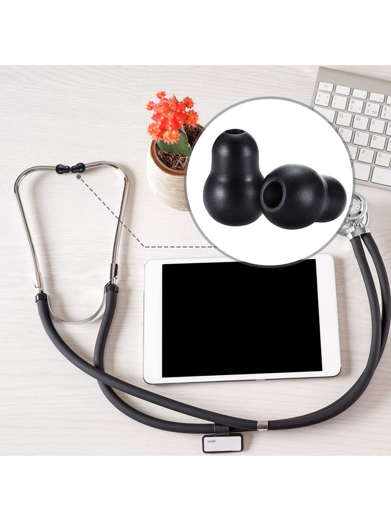 [Australia - AusPower] - Replacement Stethoscope Ear Tips Earpieces Universal Soft Silicone Ear Plugs Earbuds Snap Tight Soft Sealing Ear Tips (Black, 24 Pieces) Black 