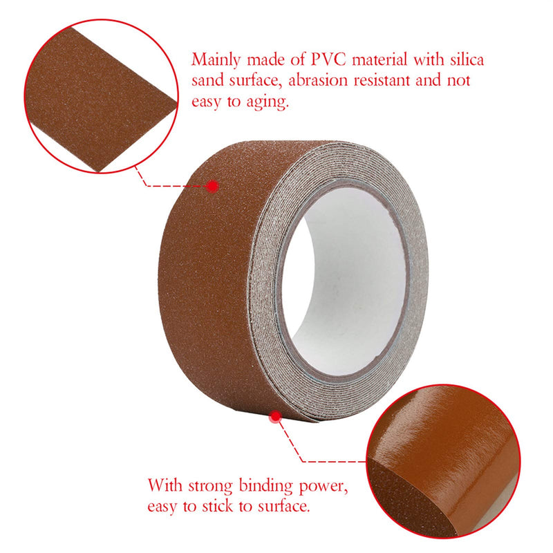 Anti Slip Tape,Grip Tape for Stairs,16.40ft Long 1.97in Width Non Skid Tape,Heavy Duty PVC Safety Tape Roll for Outdoor Indoor Steps,Stairs,Traction Tread Staircases,Boats(Dark Brown) Dark Brown