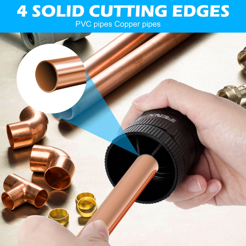 [Australia - AusPower] - PlumbingTools, Deburring Tool for Copper/PVC Pipe, Copper Pipe Cleaner, Pipe Reamer 1/4" to 1-5/8" Inner Outer Hard Tube Chamfering Tool Black 
