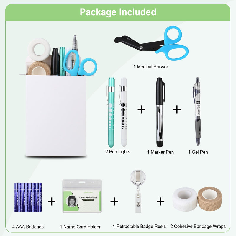 [Australia - AusPower] - BOVKE Emerald Stethoscope Case with 12Pcs Nurse Supplies Kit 