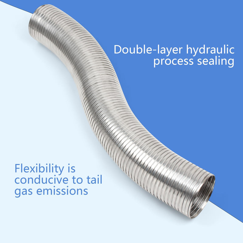 Universal Exhaust Flex Pipe 1.75"[1 3/4"] ID X 16.5"Length 304 stainless steel Exhaust Pipe Can be extended to 20" Comes With Aluminum Foil Tape (2in*75FT),Stainless Steel Cable ties