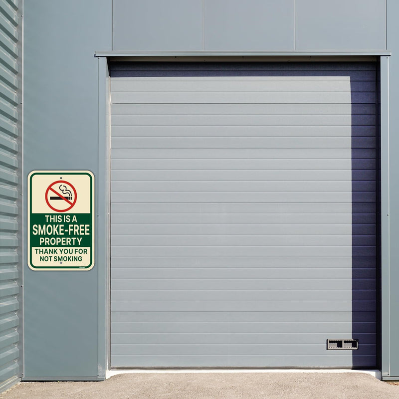 This is a Smoke Free Property Thank You for Not Smoking Signs 18” x 12” Business Home Facility Outdoor Rust Free Aluminum 2 Pack