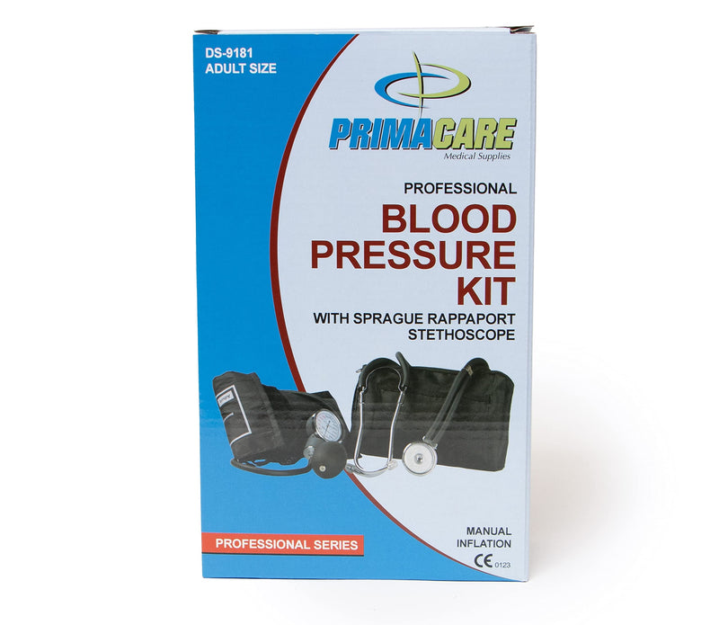 [Australia - AusPower] - Primacare DS-9181-BL Professional Aneroid Sphygmomanometer and Sprague Rappaport Stethoscope, Manual Blood Pressure Kit with Cuff and Carrying Case, Blue 