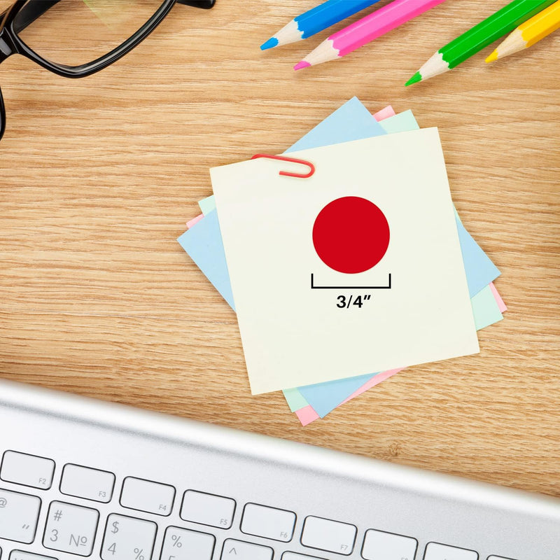 ChromaLabel Stickers, 1000 Red 3/4-inch Round Labels with Dispenser Box, Permanent Adhesive Dot Stickers, Ideal for Office & Home Organization