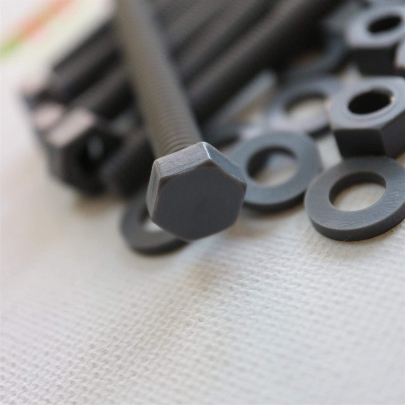 [Australia - AusPower] - 50 x Hexagon Head Screws Grey PVC Plastic nuts and bolts, Hex Head, oxidation resistant, weather resistant, UPVC, Plastic nuts and bolts, M6 x 60mm, (15/64 x 2-23/64 in) 