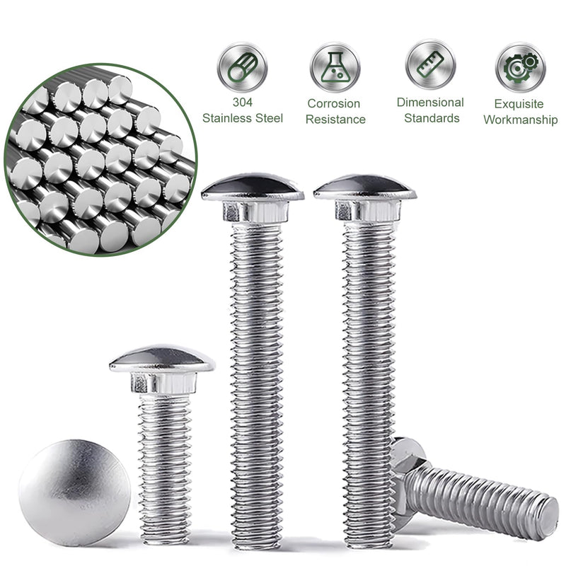 [Australia - AusPower] - 5/16-18 Carriage Bolts Set 40pcs Wheelbarrow Handles Replacement Kit 304 Stainless Steel Nut and Bolt Set Assortment Kit Compatible for Jackson Wheelbarrow Rebuild, Furniture Repair, Wood Joining 