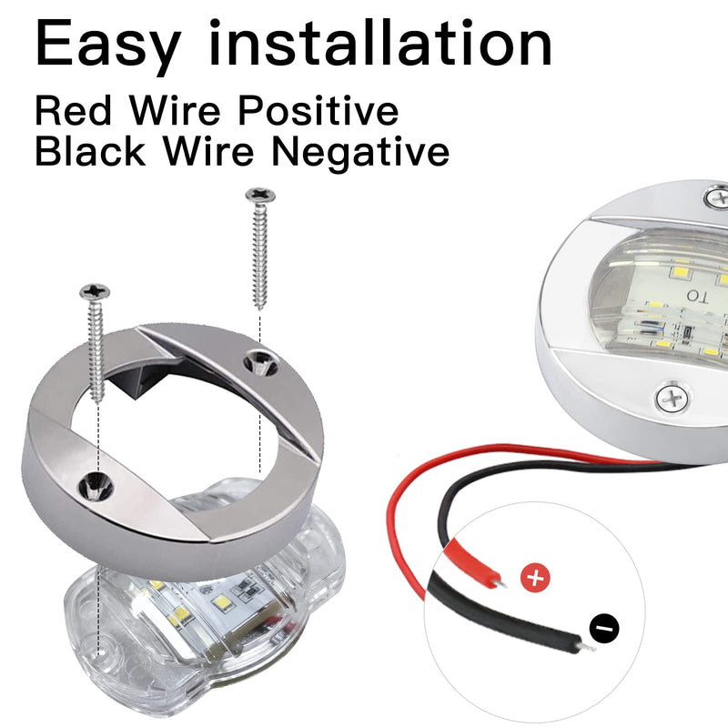 ALFU DC12V Waterproof 6 LED Marine Courtesy Lights, Surface Mount Non-Navigation Boat Deck Stern Cabin Utility Lamp for Pontoon Kayak Sailboat Yacht 8PCSWhite White(8PCS)
