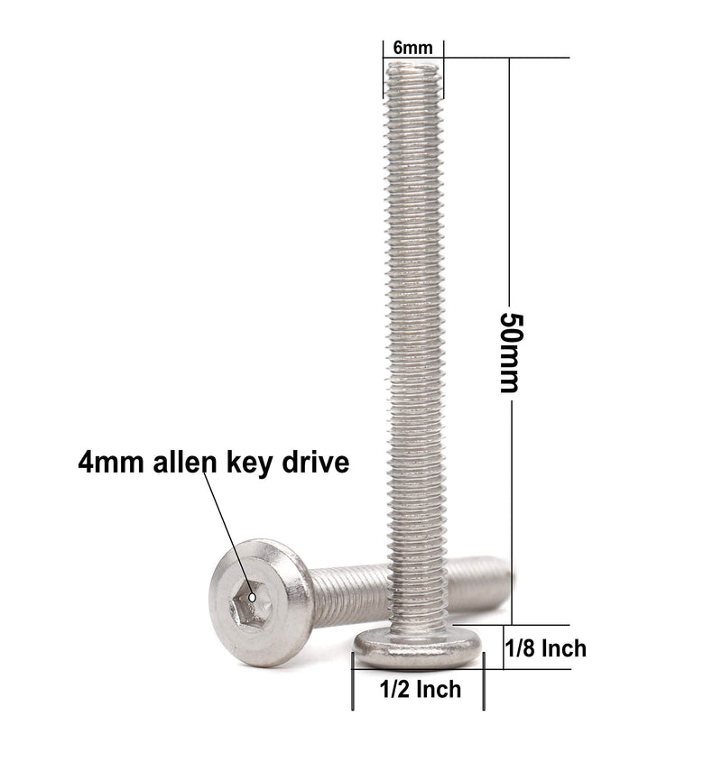 [Australia - AusPower] - binifiMux 10pcs M6 x 50mm Rivet Countersunk Socket Cap Allen Bolts Rivet Screws Furniture Connecting Bolts 304 Stainless Steel 