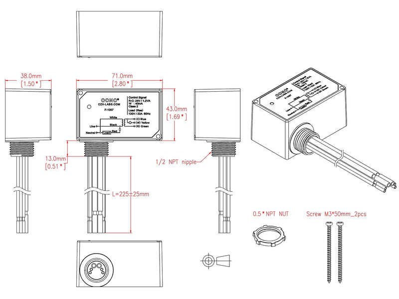 [Australia - AusPower] - AC120V On/Off Switching Electric Heating Relay with Built-in 24V Transformer, OONO F-1057 