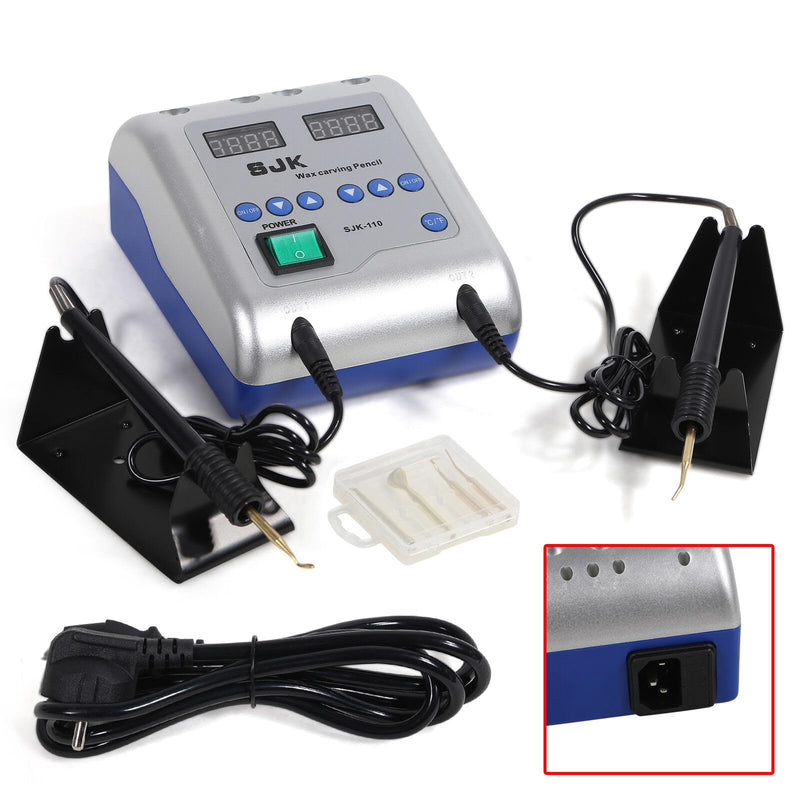 [Australia - AusPower] - Lab Equipment Electric Waxer Carving Double Pen Machine w/ 6 Wax Pot Tips JT-21 