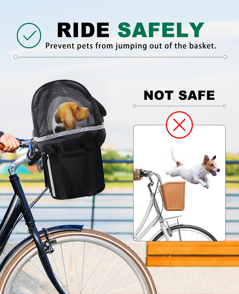 [Australia - AusPower] - ANZOME Bike Basket Cover, Removable Full Zip Opening Dog Bike Basket Cover, Easily Put in & Take Out Breathable Net for Maximum Basket 12.9”L*8.6”W (Basket not Included) No Aluminum Frame Required 