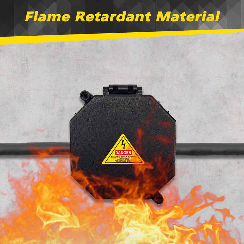 MIARALA Black Open Splice Junction Box (5 Pack) | Electrical Splice Box Wire Junction Box with Cover V0 Flame Retardant Rating(Highest Level) 5 pack