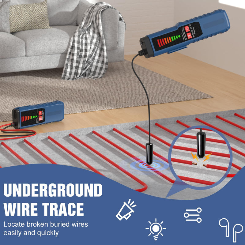 [Australia - AusPower] - F04 Underground Wire Locator, Cable Locator with Earphone, Buried Wire Detector for Locating Breakage Cables & Wires Dog Fence Cables 