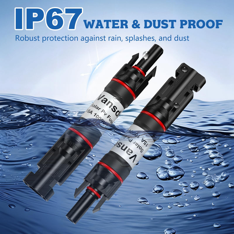 [Australia - AusPower] - Vansdon 5PCS 15A Solar Fuse Holder Inline，Solar PV Fuse Holder,Waterproof Solar Fuse Connector for Solar Panel and Solar Controller Black-21 
