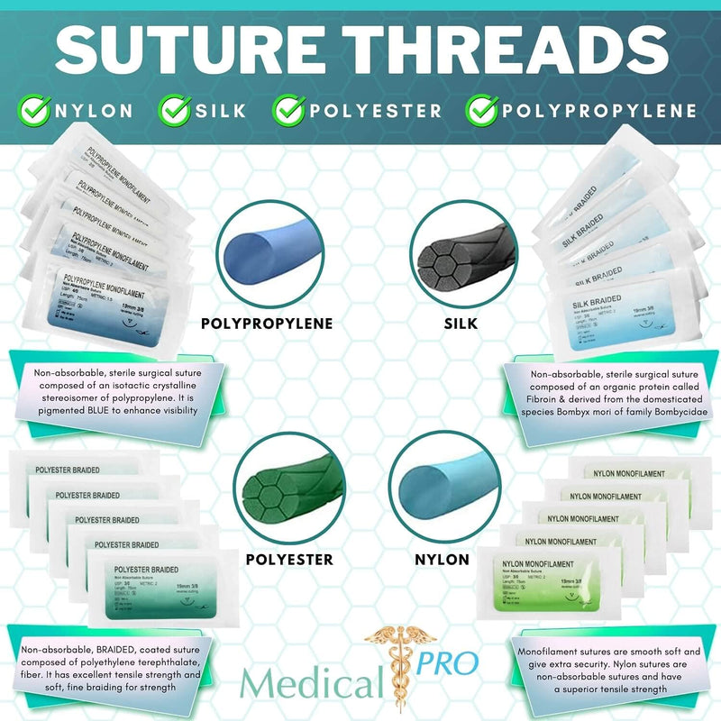 Medical Pro Full Suture Kit - Premium Suture Practice Kit with Tools and Suture Pad - Ideal Suture Kit for Medical Students - Complete Suturing Kit with Medical Grade Sutures - Surgical Training