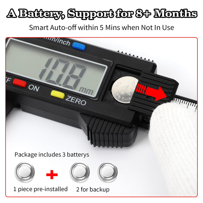 [Australia - AusPower] - Digital Caliper, Esydon Upgraded Calipers 6 inch, Measuring Tool, Electronic Ruler, with Large LCD Screen, Auto-Off Feature, Inch and Millimeter Conversion, Plastic Case, Perfect for Household, DIY 