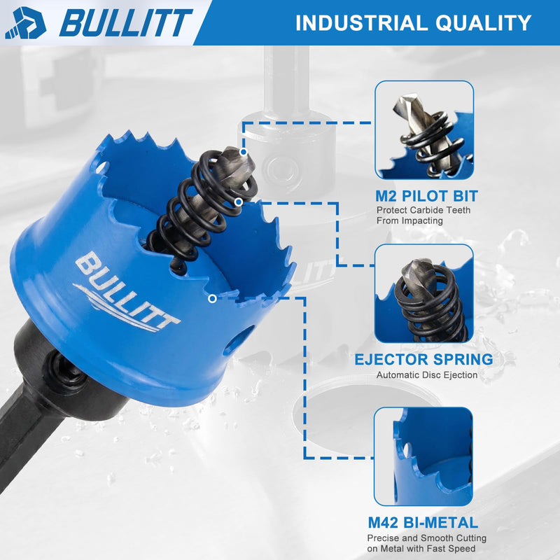 BULLITT 3PCS Impact Hole Saw Set, 25/32",1",1-1/4" (20,25,32MM) Metal Hole Saw Kit Hex Shank M42 with 8% Cobalt Teeth,Heavy Duty,Perfect for Drilling Thin Metal,Stainless Steel,and Aluminium