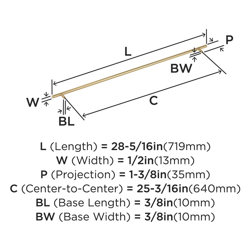 Amerock BP19018CZ | Bar Pulls 25-3/16 inch (640 mm) Center-to-Center Champagne Bronze Cabinet Pull | Kitchen Cabinet Hardware | Furniture Hardware | Drawer Handle 1 Pack