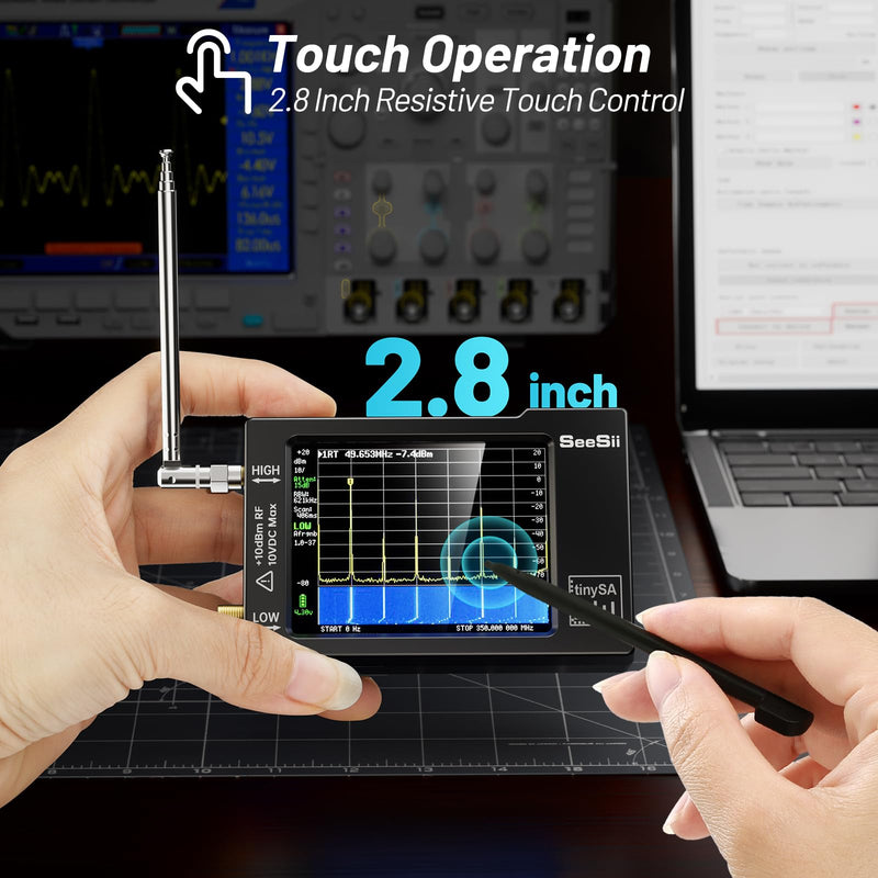 [Australia - AusPower] - Portable TinySA Spectrum Analyzer,SEESII Upgraded V0.3.1 Handheld Tiny Frequency Analyzer 100kHz to 960MHz MF/HF/VHF UHF Input,Signal Generator with 2.8 inch Touch Screen with ESD Protect Function 