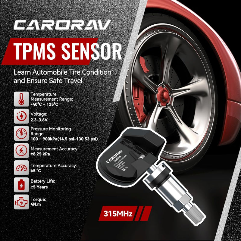 CARORAV 4-Pack Tire Pressure Monitoring System Sensor TPMS Compatible for Nissan Xterra Altima Versa Pathfinder Infiniti QX56 QX40, 315MHz TPMS Sensor Replaces 40700-JA01B 407001AA0B 40700JA01C 4 PCS